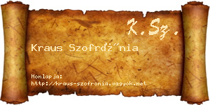Kraus Szofrónia névjegykártya